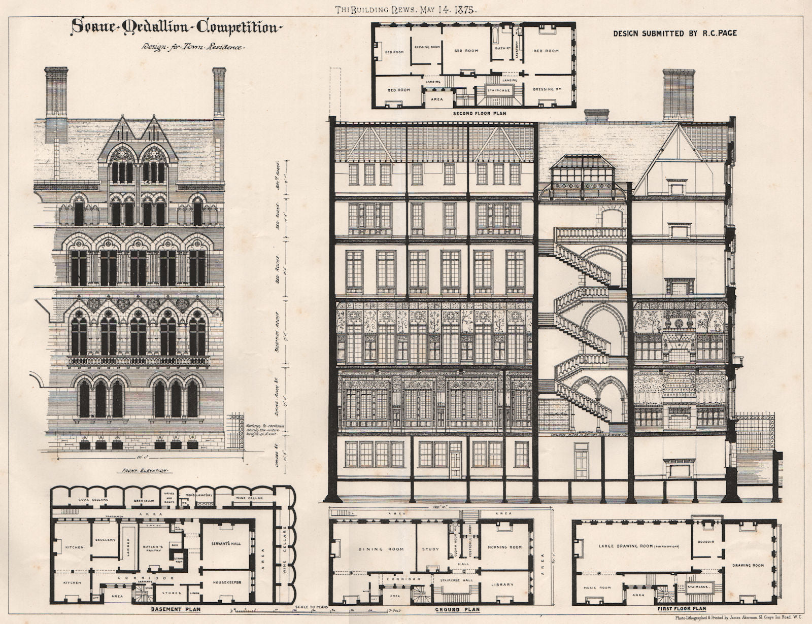 Soane Medallion competition; design submitted by R.C. Page. Decorative 1875